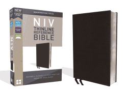 NIV, Thinline Reference Bible, Bonded Leather, Black, Red Letter, Comfort Print