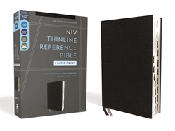 NIV, Thinline Reference Bible (Deep Study at a Portable Size), Large Print, European Bonded Leather, Black, Red Letter, Thumb Indexed, Comfort Print