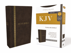 'KJV, Thinline Bible, Standard Print, Imitation Leather, Brown, Indexed, Red Letter Edition, Comfort Print'