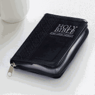 KJV Holy Bible, Mini Pocket Bible ├óΓé¼ΓÇ£ Zippered Black Faux Leather Bible w/Ribbon Marker, King James Version