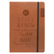 Christian Art Gifts Tan Faux Leather Journal | Be Still and Know - Psalm 46:10 | Flexcover Inspirational Notebook w/Elastic Closure 160 Lined Pages w/Scripture, 5.8 x 8.5 Inches
