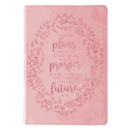 Christian Art Gifts Pink Faux Leather Journal | I Know The Plans Jeremiah 29:11 Bible Verse | Slim Line Flexcover Inspirational Notebook w/Ribbon Marker, 240 Lined Pages, 6 x 8.5 x .8 Inches
