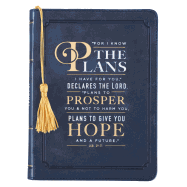 Christian Art Gifts Navy Blue Faux Leather Journal w/Graduation Tassel | I Know The Plans Jeremiah 29:11 Bible Verse | Handy-sized Flexcover w/Tassel ... 240 Lined Pages, Gilt Edges, 5.5 x 7 Inches