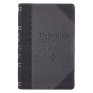 KJV Holy Bible, Giant Print Standard Bible, Two-Tone Black/Grey Faux Leather Bible w/Ribbon Marker, Red Letter Edition, King James Version