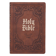 KJV Holy Bible, Thinline Large Print Bible, Brown Faux Leather Bible w/Thumb Index and Ribbon Marker, Red Letter Edition, King James Version