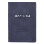 KJV Holy Bible, Thinline Large Print Bible, Navy Faux Leather Bible w/Thumb Index and Ribbon Marker, Red Letter Edition, King James Version