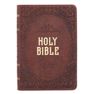 KJV Holy Bible, Compact Bible - Dark Brown Faux Leather Bible w/Ribbon Marker, Red Letter Edition, King James Version