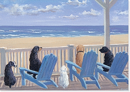 Dogs on Deck Chairs Note Cards (Stationery)