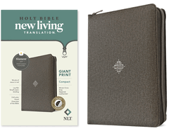 NLT Compact Giant Print Zipper Bible, Filament Enabled (LeatherLike, Woven Cross Gray, Indexed, Red Letter)