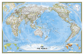National Geographic: World Classic, Pacific Centered Wall Map - Laminated (46 x 30.5 inches) (National Geographic Reference Map)