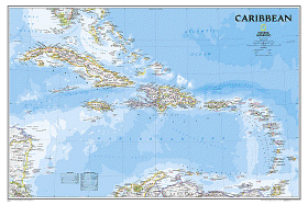 National Geographic: Caribbean Classic Wall Map (Poster Size: 36 x 24 inches) (National Geographic Reference Map)