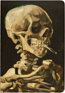 Head of a Skeleton with a Burning Cigarette- Skull, Amazing A5 Notebook with Dot Grid Pages and Lay Flat Technology