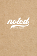 Noted Pocket Notebook: 4x6, Small Journal Blank Memo Book, White Logo Kraft Brown Cover