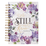 Christian Art Gifts Large Hardcover Notebook/Journal |Be Still and Know ├óΓé¼ΓÇ£ Psalm 46:10 Bible Verse | Purple Rose Inspirational Wire Bound Spiral Notebook w/192 Lined Pages, 6├óΓé¼┬¥ x 8.25├óΓé¼┬¥