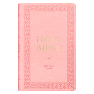 KJV Holy Bible, Giant Print Standard Size Faux Leather Red Letter Edition - Ribbon Marker, King James Version, Sunrise Pink