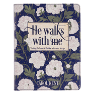 He Walks With Me Devotional Blue Floral Faux Leather Gift Book for Women
