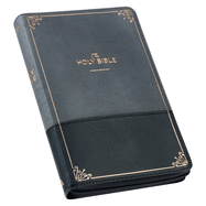 KJV Holy Bible Standard Size Faux Leather Red Letter Edition - Thumb Index & Ribbon Marker, King James Version, Gray/Black, Zipper Closure