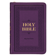 KJV Holy Bible, Compact Faux Leather Red Letter Edition Ribbon Marker, King James Version, Iris Purple, Zipper Closure