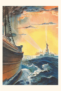 Vintage Journal Ship Approaching Statue of Liberty (Pocket Sized - Found Image Press Journals)