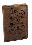 Christian Art Gifts Brown Faux Leather Journal | I Know The Plans Jeremiah 29:11 Bible Verse | Flexcover Inspirational Notebook w/Ribbon Marker and Lined Pages, 6 x 8.5 Inches