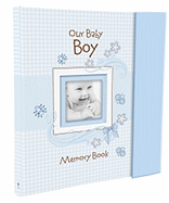 Christian Art Gifts Boy Baby Book of Memories Blue Keepsake Photo Album | Our Baby Boy Memory Book Baby Book with Bible Verses, The First Year