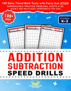 Addition Subtraction Speed Drills: 100 Daily Timed Math Tests with Facts that Stick, Reproducible Practice Problems, Digits 0-20, Double and ... Kids in Grades K-2 (Practicing Math Facts)