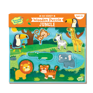 Peaceable Kingdom My First Wooden Puzzle, Two Activities in One for Active Toddlers, Jungle Animals