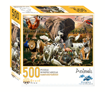 Animals 500 Piece Puzzles for Adults - Jigsaw Puzzles - Theme : Elephant Puzzle - Lion Jigsaw Puzzles - Safari Jigsaw Puzzles - 500 Piece Puzzle 19.5Lx14.5W