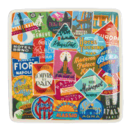 Vintage Travel Labels Square Tray