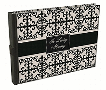 In Loving Memory Guest Book - Black and White Flocked Cover Design - Condolence Book, Funeral Guest Book, Memorial Sign-in Book for Funerals & Memorial Services