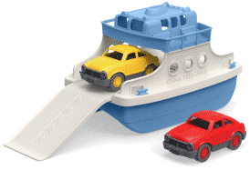 Green Toys Ferry Boat with Mini Cars Bathtub Toy, Blue/White, Standard