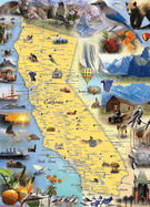 Hennessy Puzzles California Map Jigsaw Puzzle - 1000 Piece - Map of The State of California with Beautifully Illustrated Artwork Made in The USA with Recycled Materials