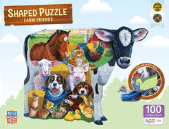 MasterPieces 100 Piece Shaped Jigsaw Puzzle for Kids - Farm Friends - 14'x19'