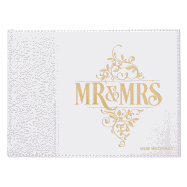 Christian Art Gifts Wedding Guest Book | Mr. and Mrs. Our Wedding White Faux Leather w/Inspirational Quotes Scripture | Visitor Register Sign-in Book for Events