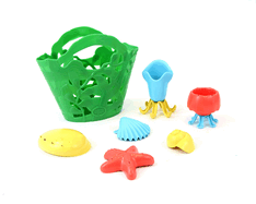 Green Toys Tide Pool Bath Set - 7 Piece Pretend Play, Motor Skills, Kids Bath Toy Floating Pouring Shells with Storage Bag. No BPA, phthalates, PVC. Dishwasher Safe, Recycled Plastic, Made in USA.