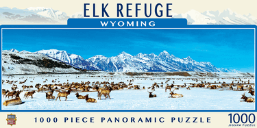Masterpieces 1000 Piece Jigsaw Puzzle for Adults, Family, Or Kids - Elk Refuge Panoramic - 13'x39'