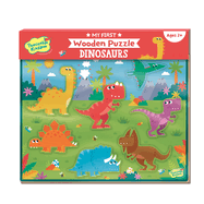Peaceable Kingdom My First Wooden Puzzle with Large Colorful Wooden Pieces, Two Educational Activities in One for Active Toddlers, Dinosaurs, Ages 2 and Up